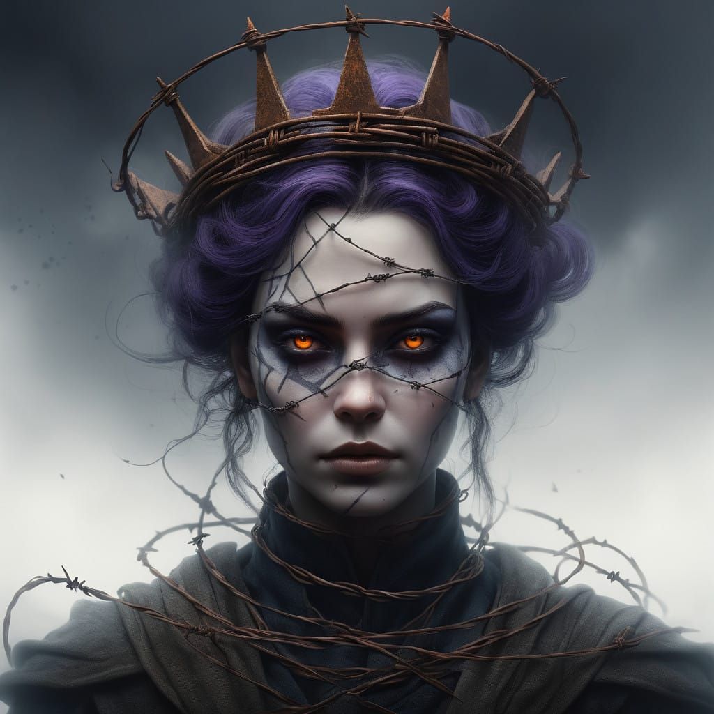 Ethereal Barbed Wire Queen in Dark Fantasy Style