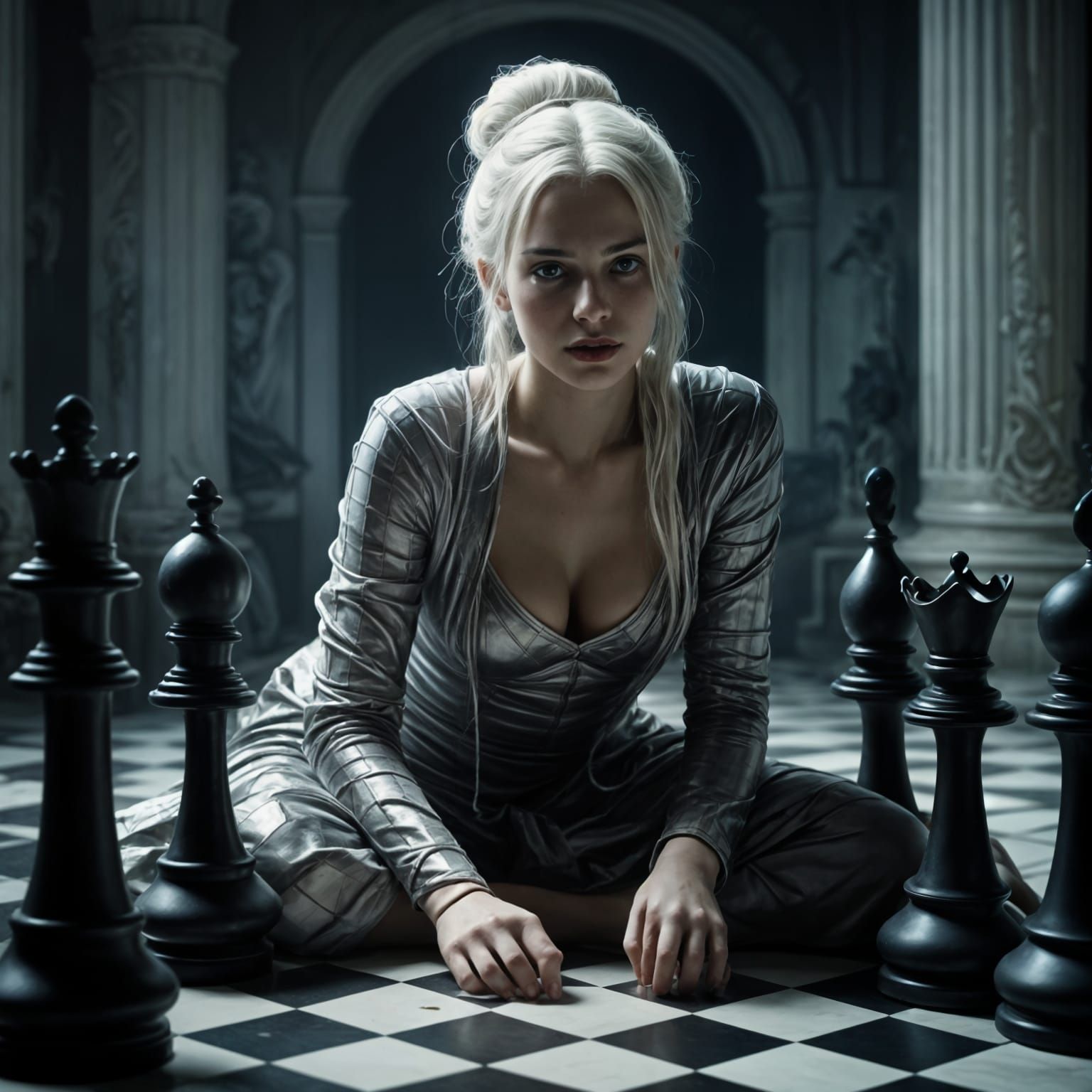 Surreal Chess Queen in Alphonse Mucha Style