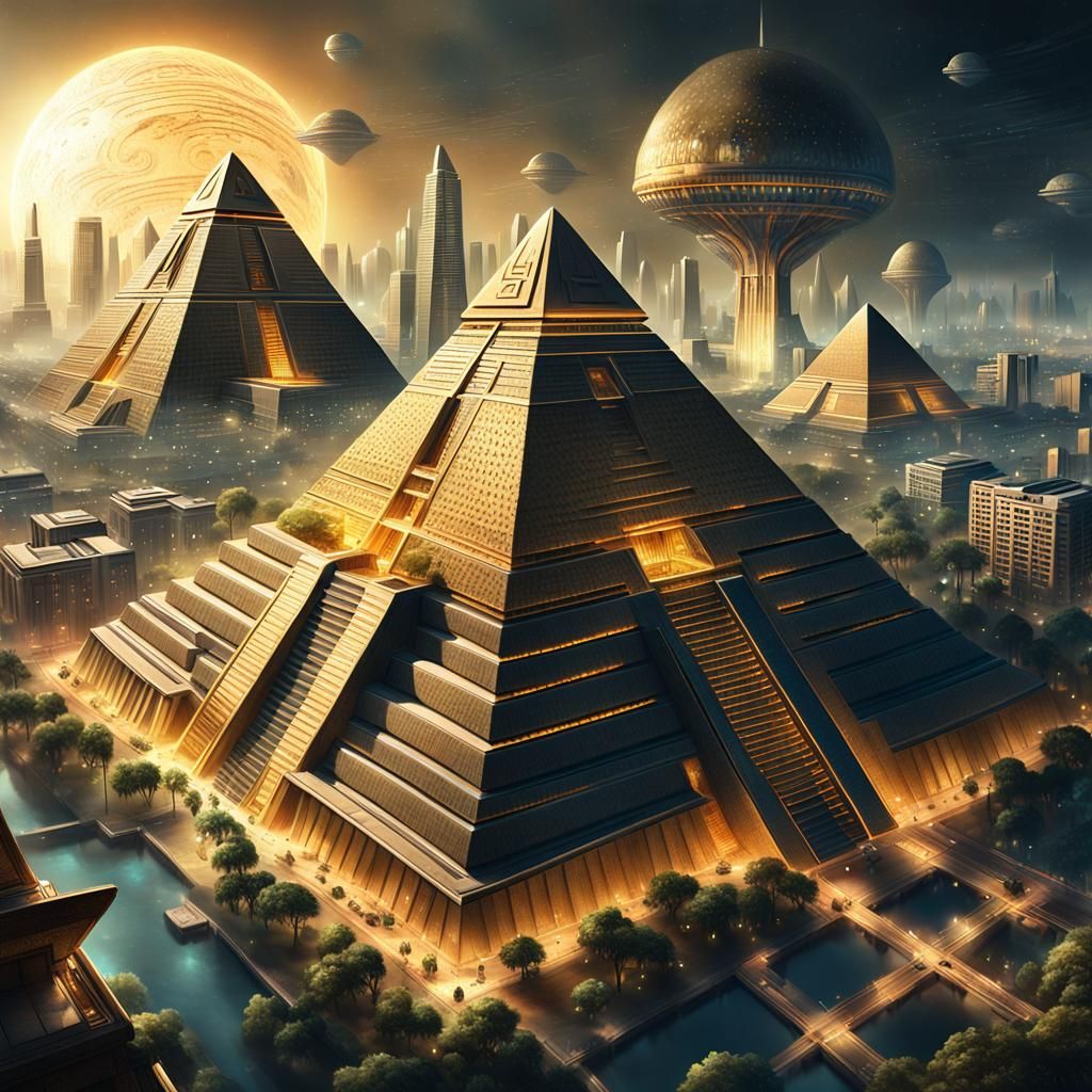 Futuristic Cityscape with Alien Tech in Beksiński Style