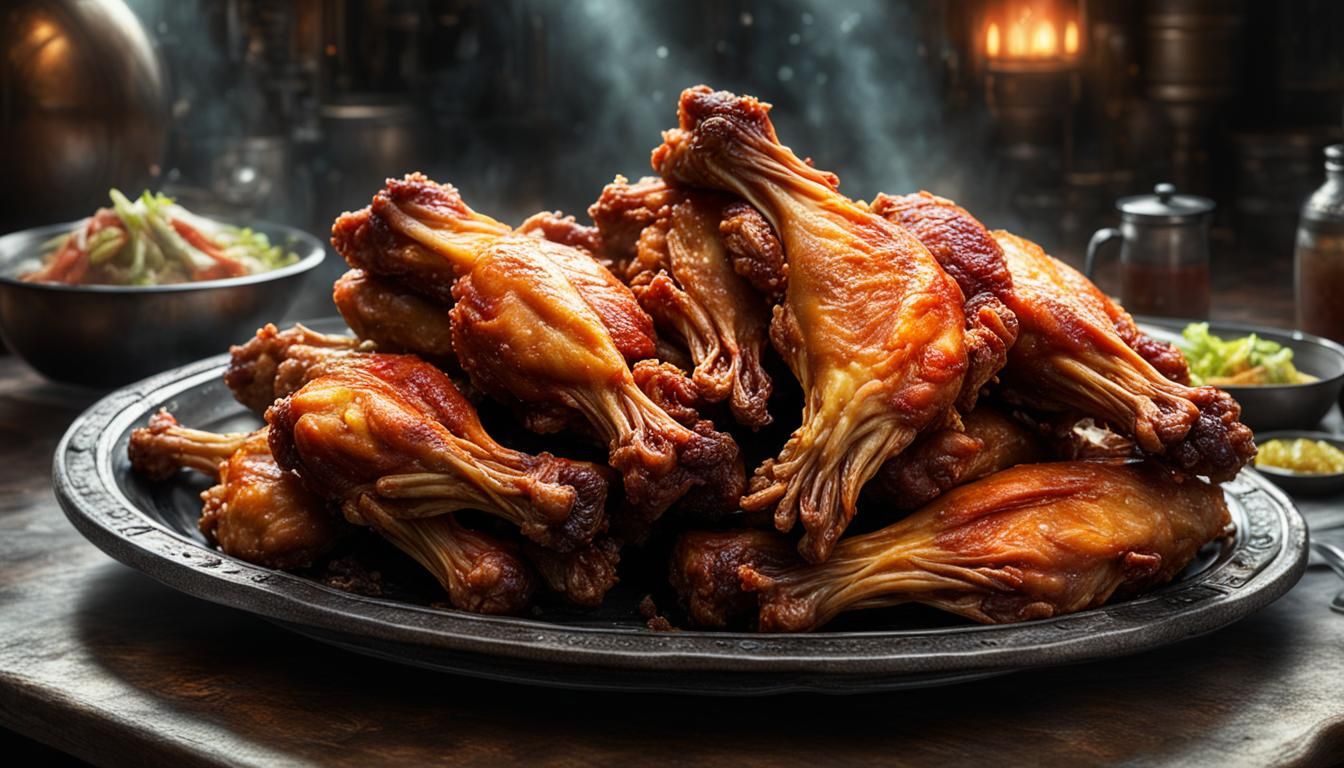 H R Giger Style Spicy Chicken Wings - Hyperrealism