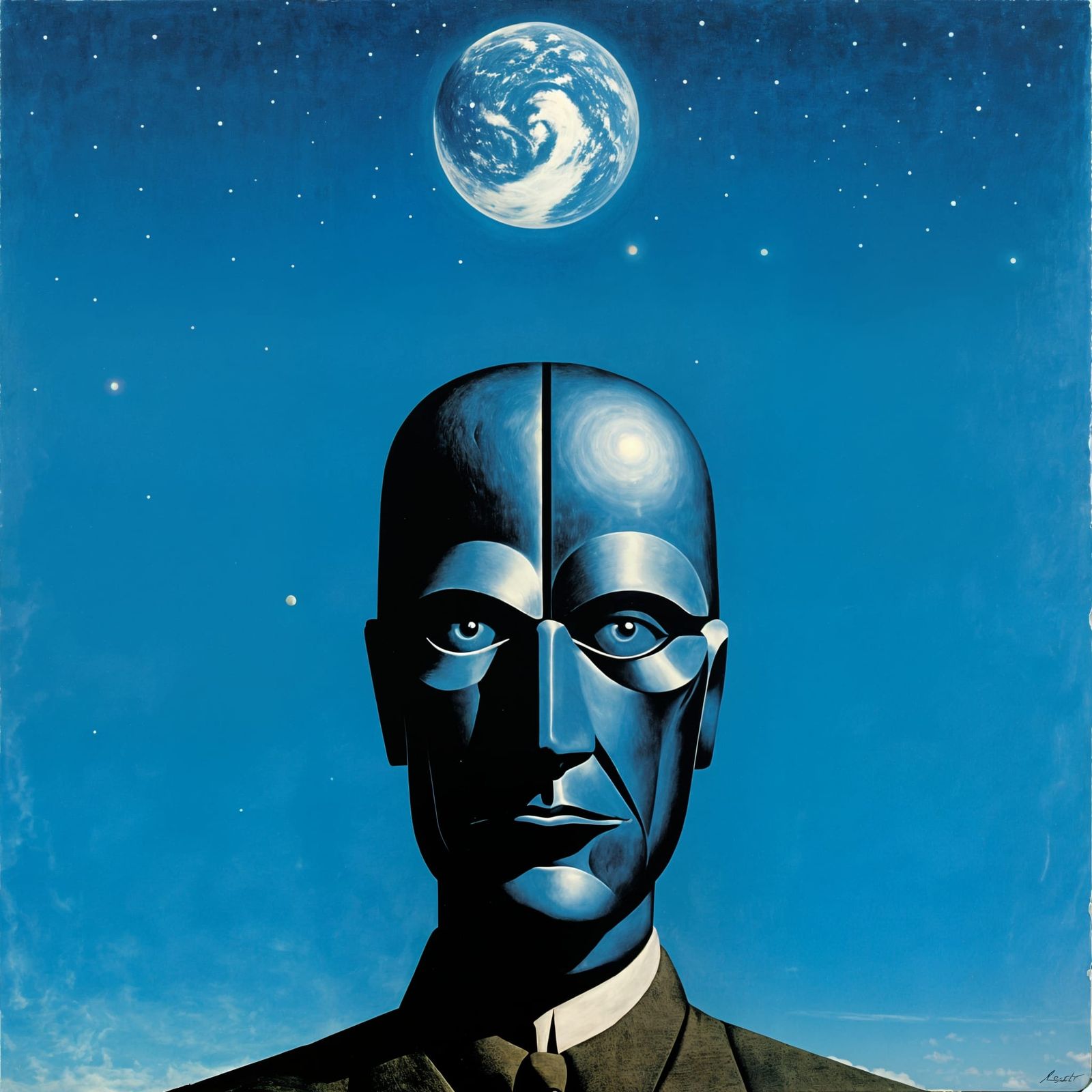 Surreal Sci-Fi Novel Cover in Magritte Style