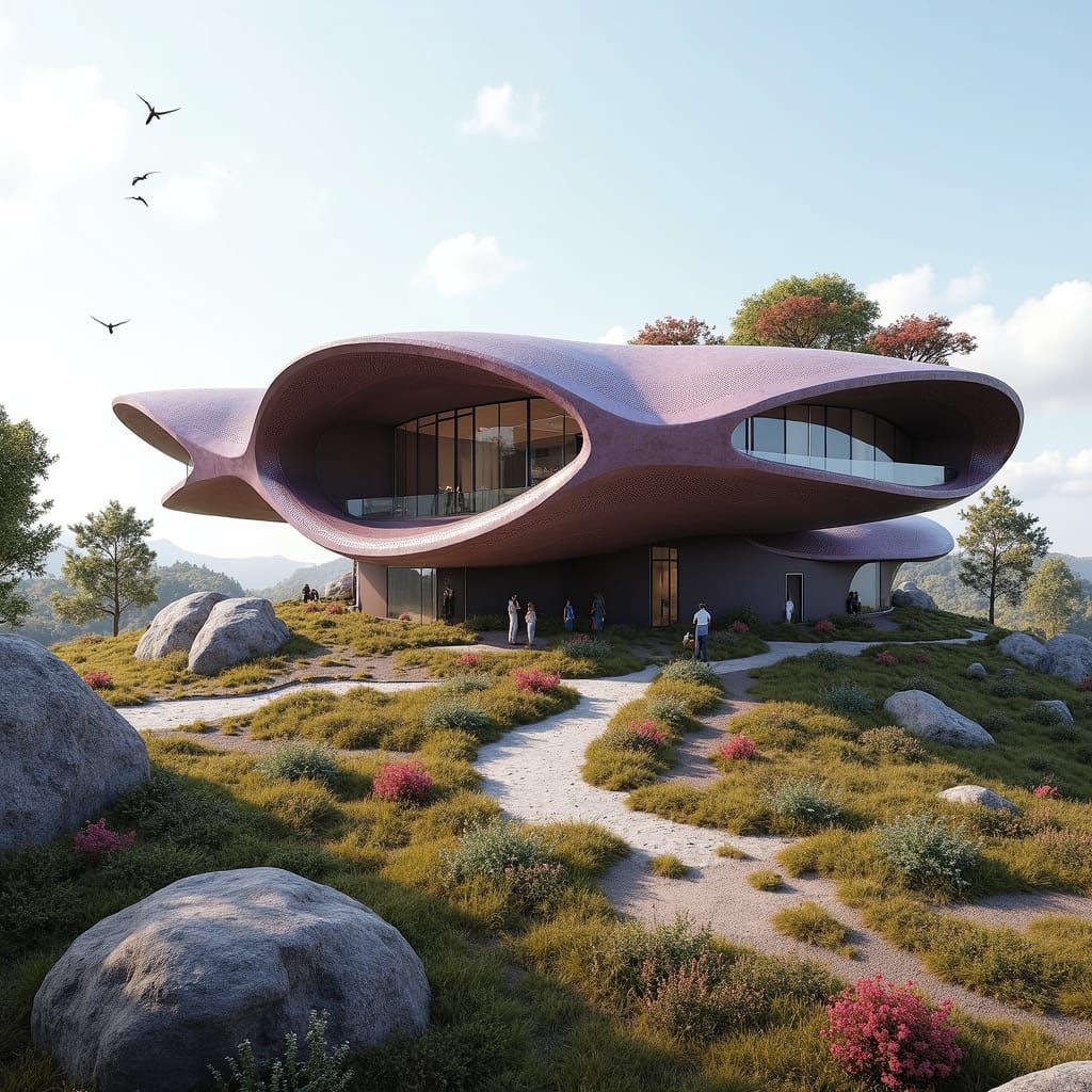 Futuristic Building with Iranian Geometric Forms