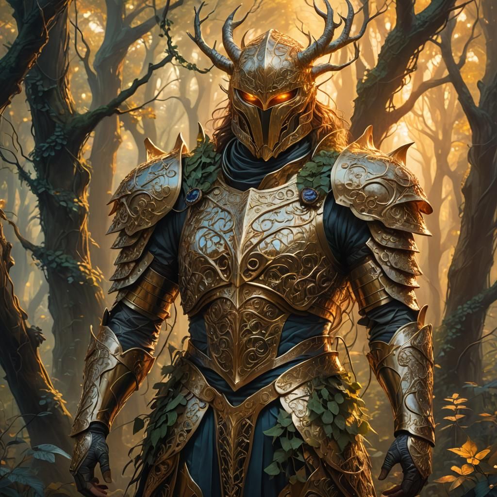 Ethereal Realmwalker in Mystical Forest Illustration