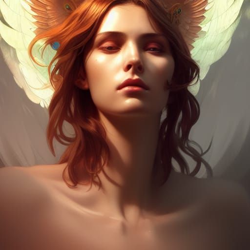 Angelic Portrait in Art Nouveau Style