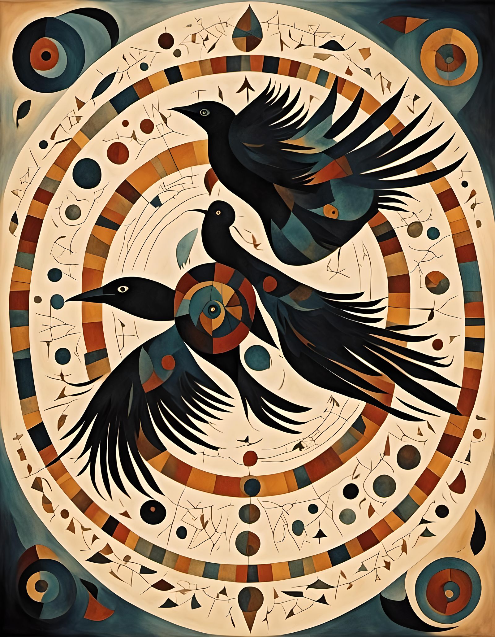 Transparent Woman and Raven with Crystal Cubism