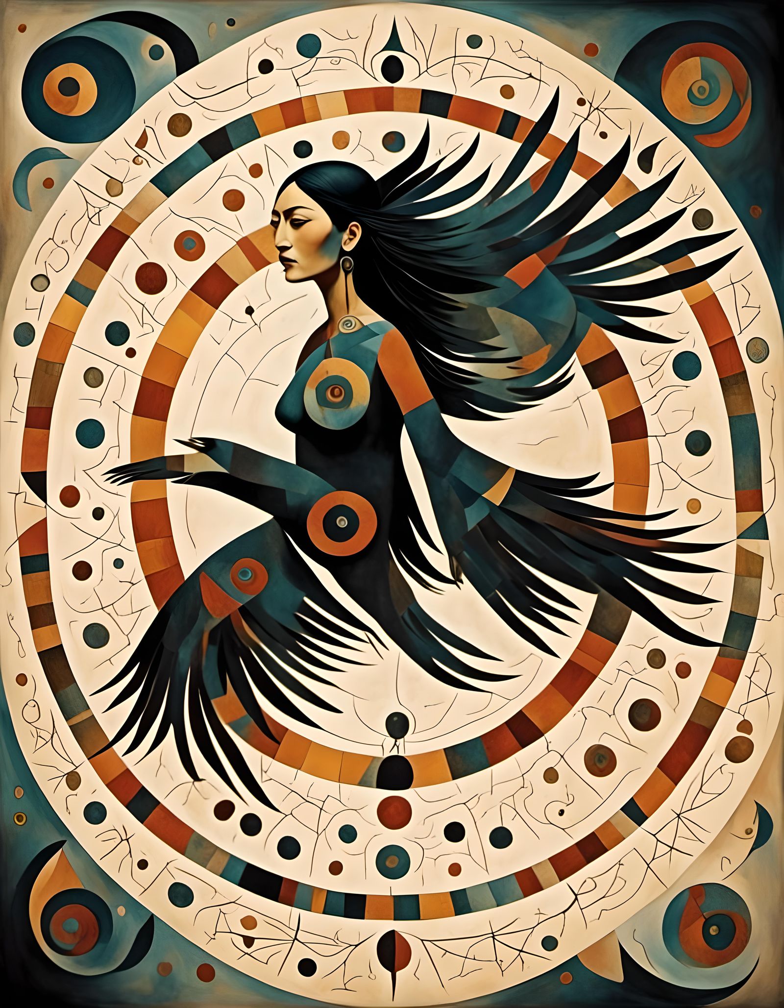 Transparent Woman with Raven in Surreal Style