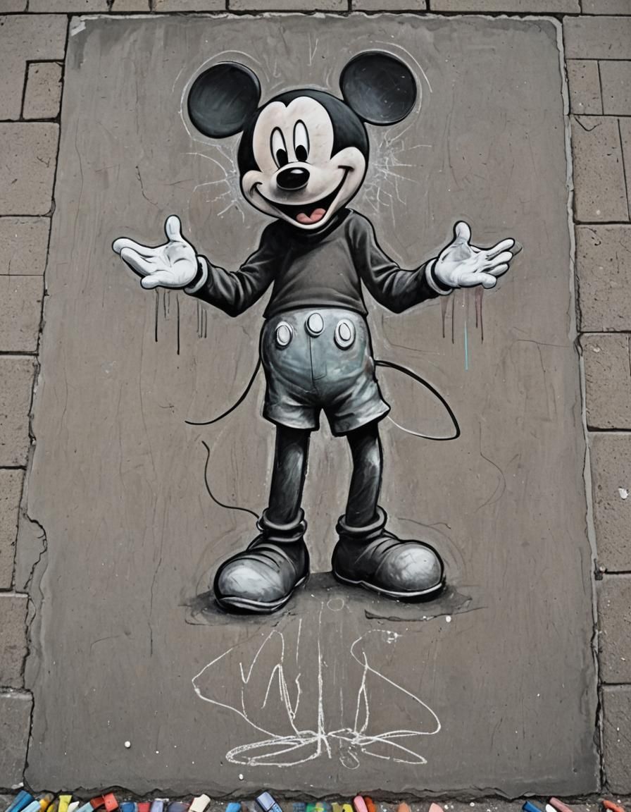 Mickey Mouse chalk drawing ...