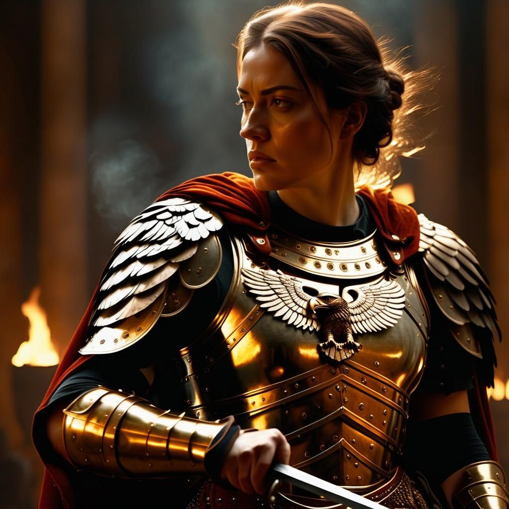 Roman Warrior in Jeweled Armor, Caravaggio Style