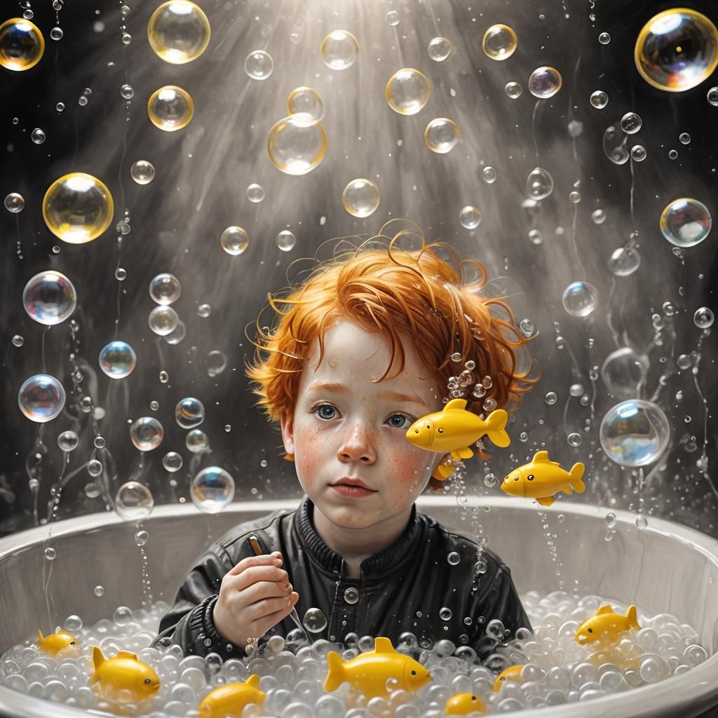 Boy and Submarine: Hyperdetailed Charcoal Close-Up