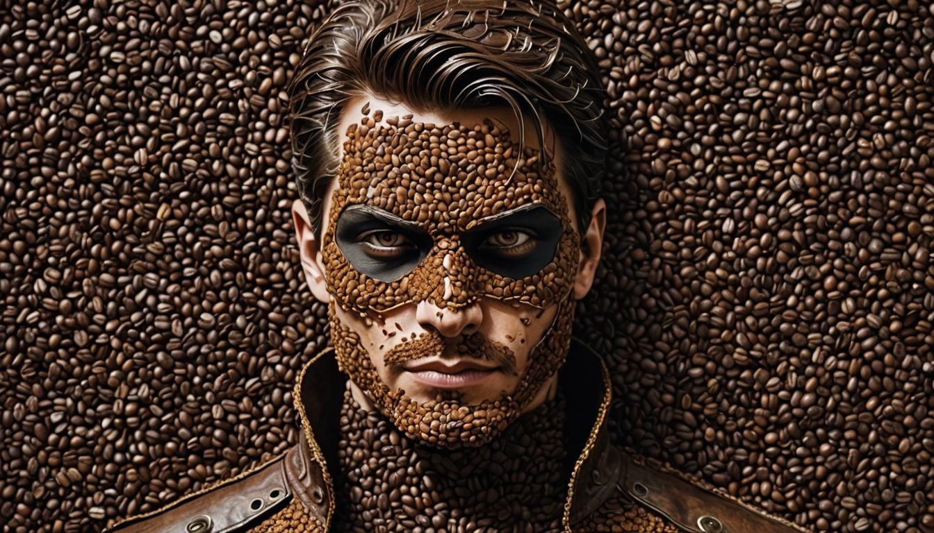 Whimsical Coffee Bean Portrait of Robin