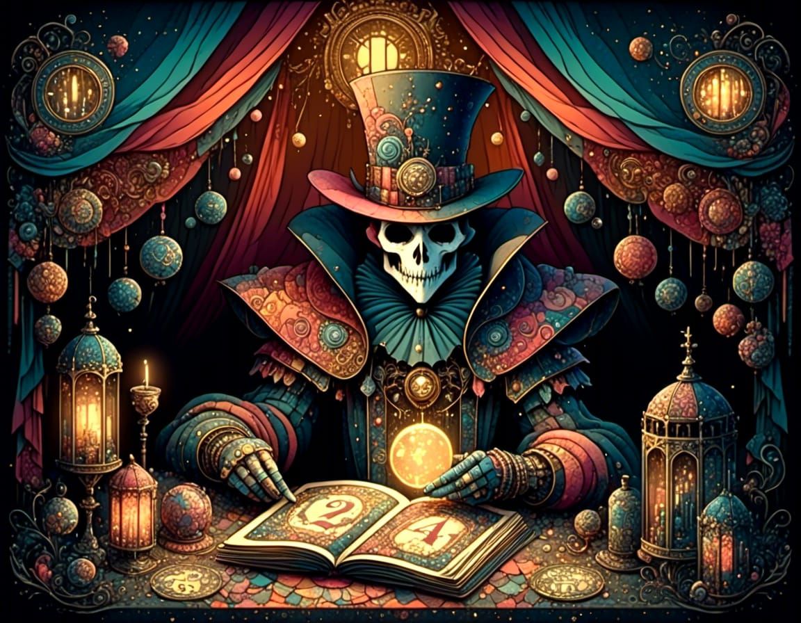 Baron Samedi laying out tarot cards