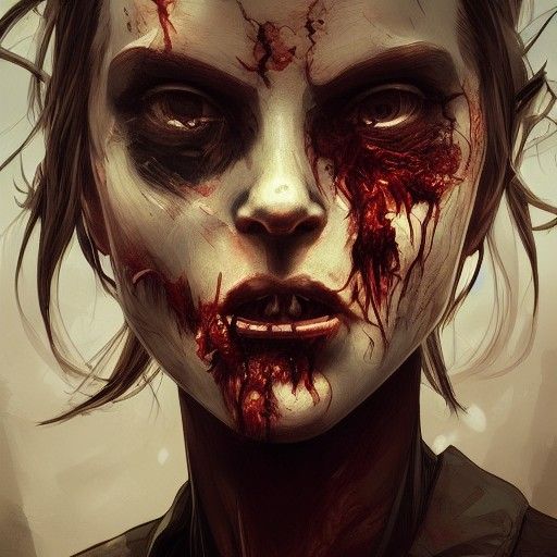 Detailed Zombie Portrait in Apocalyptic Art Style
