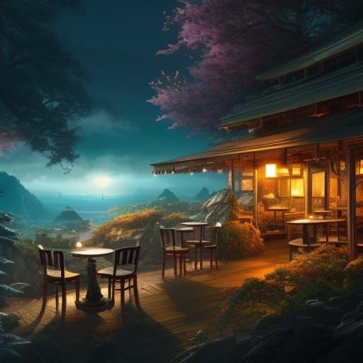 NightCafe: Making art is like freedom, magic, and adventure in the middle of the night, at a little coffee shop at the e...