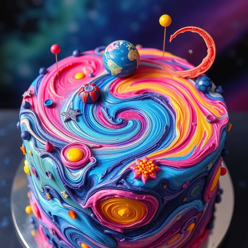 Cosmic Confectionery: Vibrant Futuristic Cakes