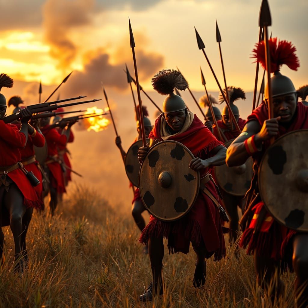 Zulu Warriors Clash with British Redcoats in Hyperrealist Ba...