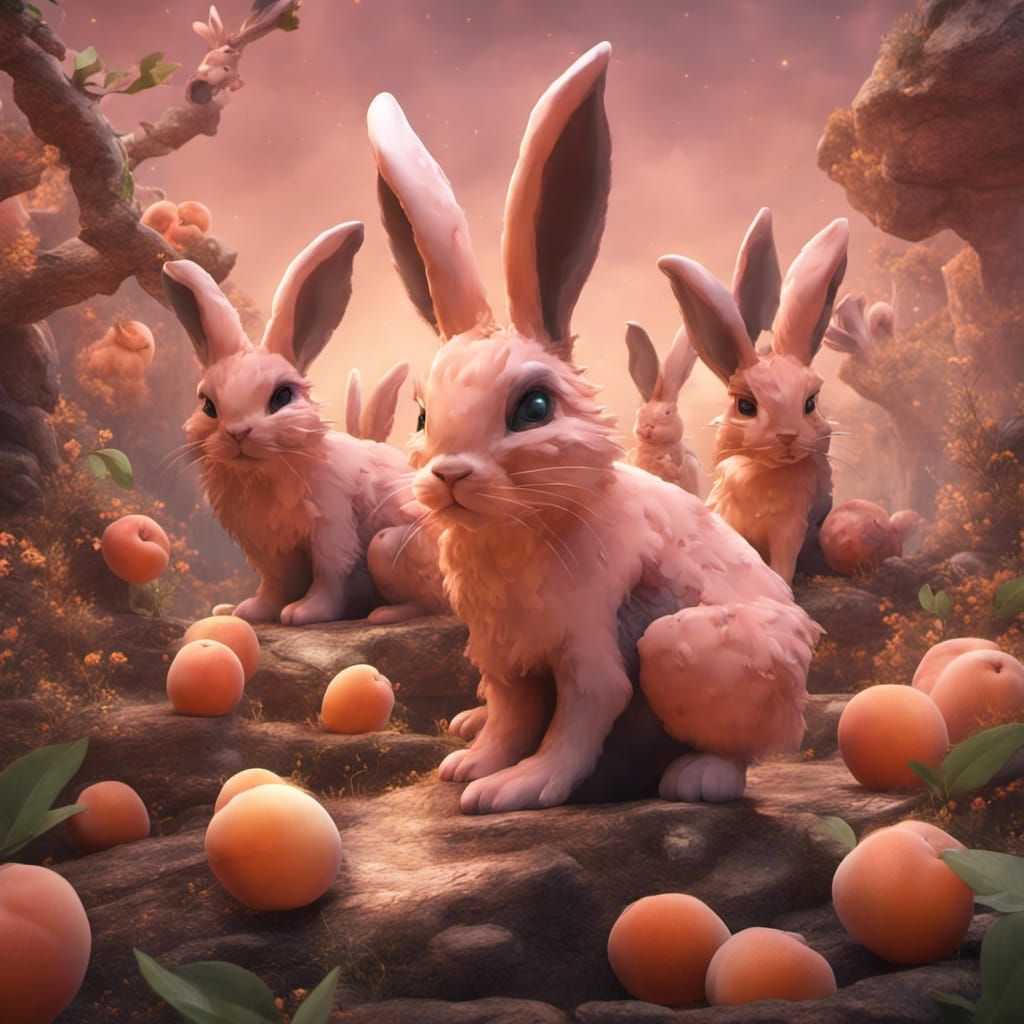 Peach Flavored Bunnies in Detailed Matte Painting