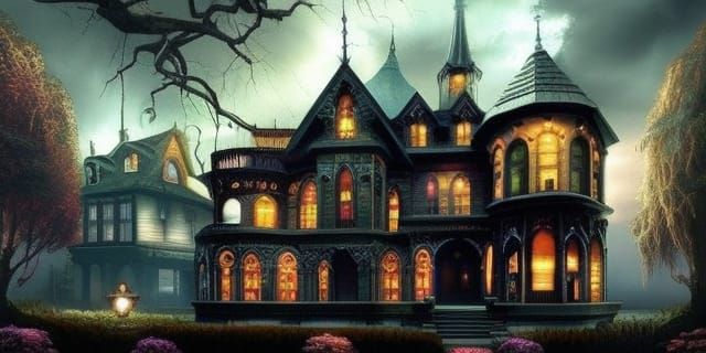 Haunted Victorian House in Gothic Horror Style