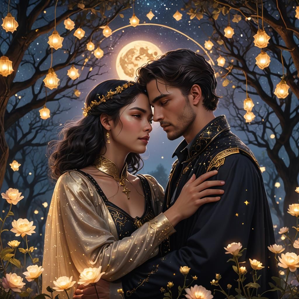 Neo-Noir Lovers Tarot Card Portrait