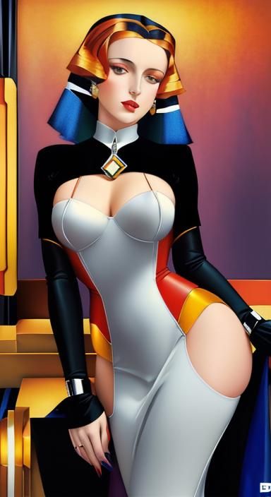 Art Deco Lady in Vibrant Colors