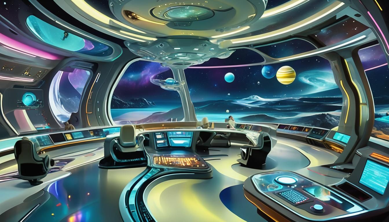 Surreal Starship Bridge with Dreamlike Architecture
