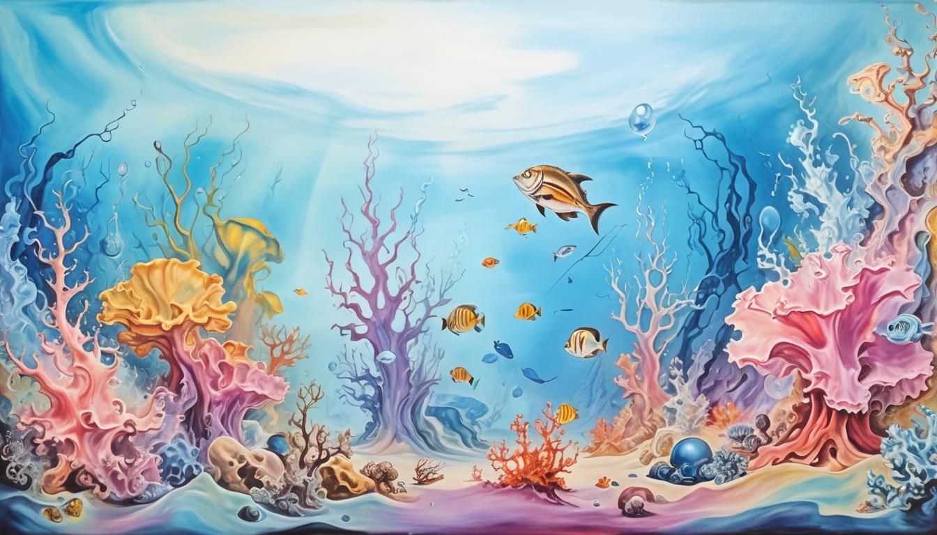 Surreal Underwater Sealife in Melting Oil Paint