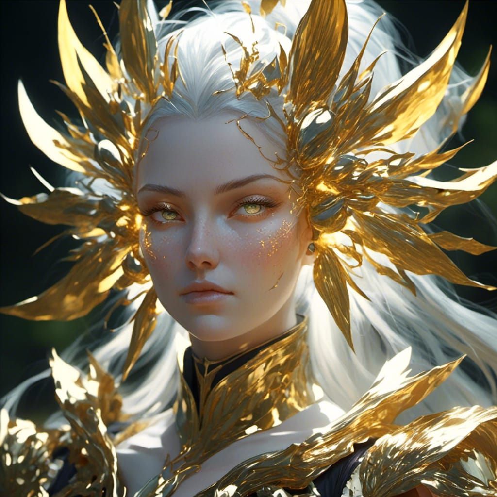 Magical Golden Flower Emitting Light and Life