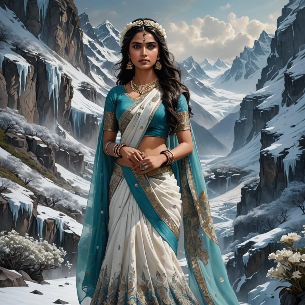Snow Princess in Maratha Sari: Fantastical Art