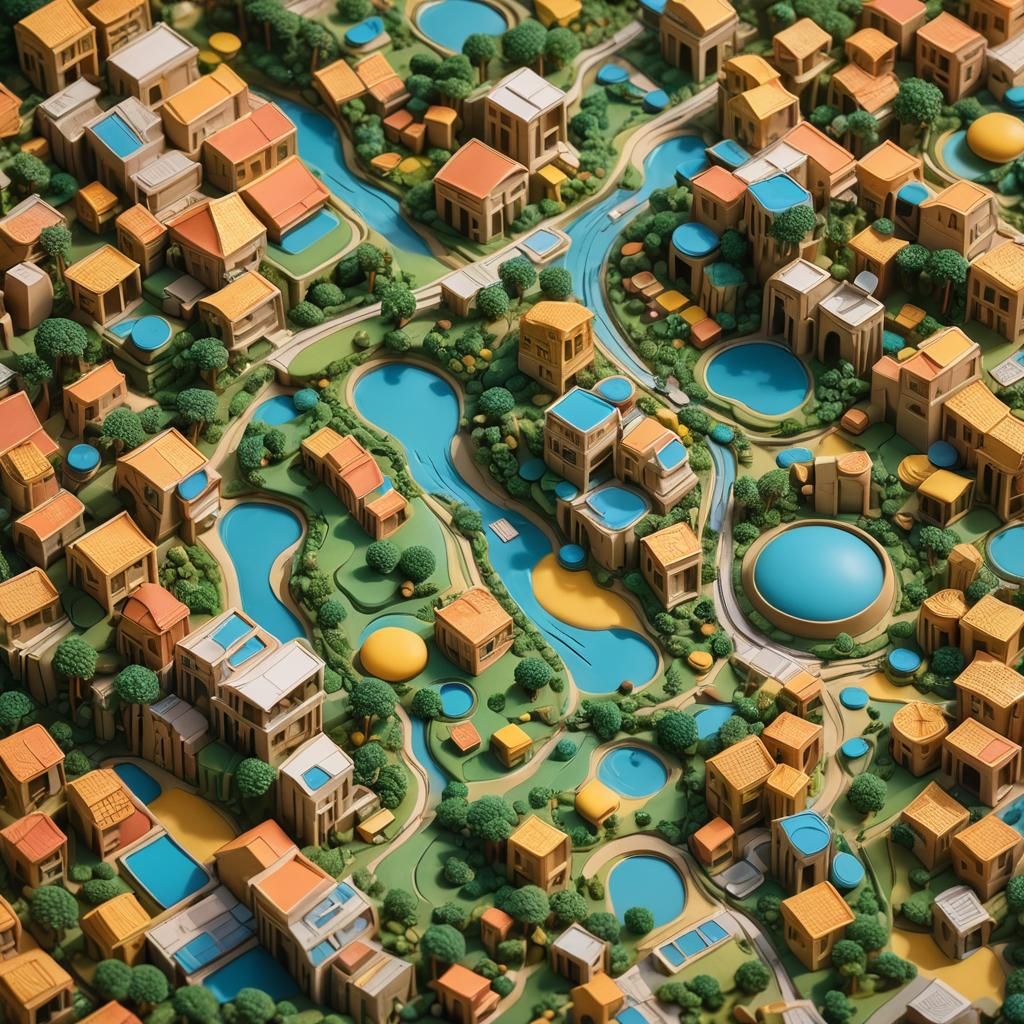 Polymer Clay Landscape with Architecture in 3D