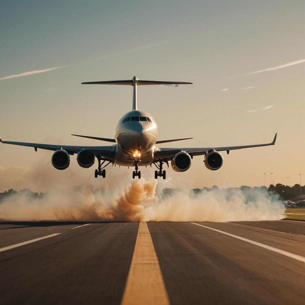 Passenger Plane Taking Off: Cinematic Film Still