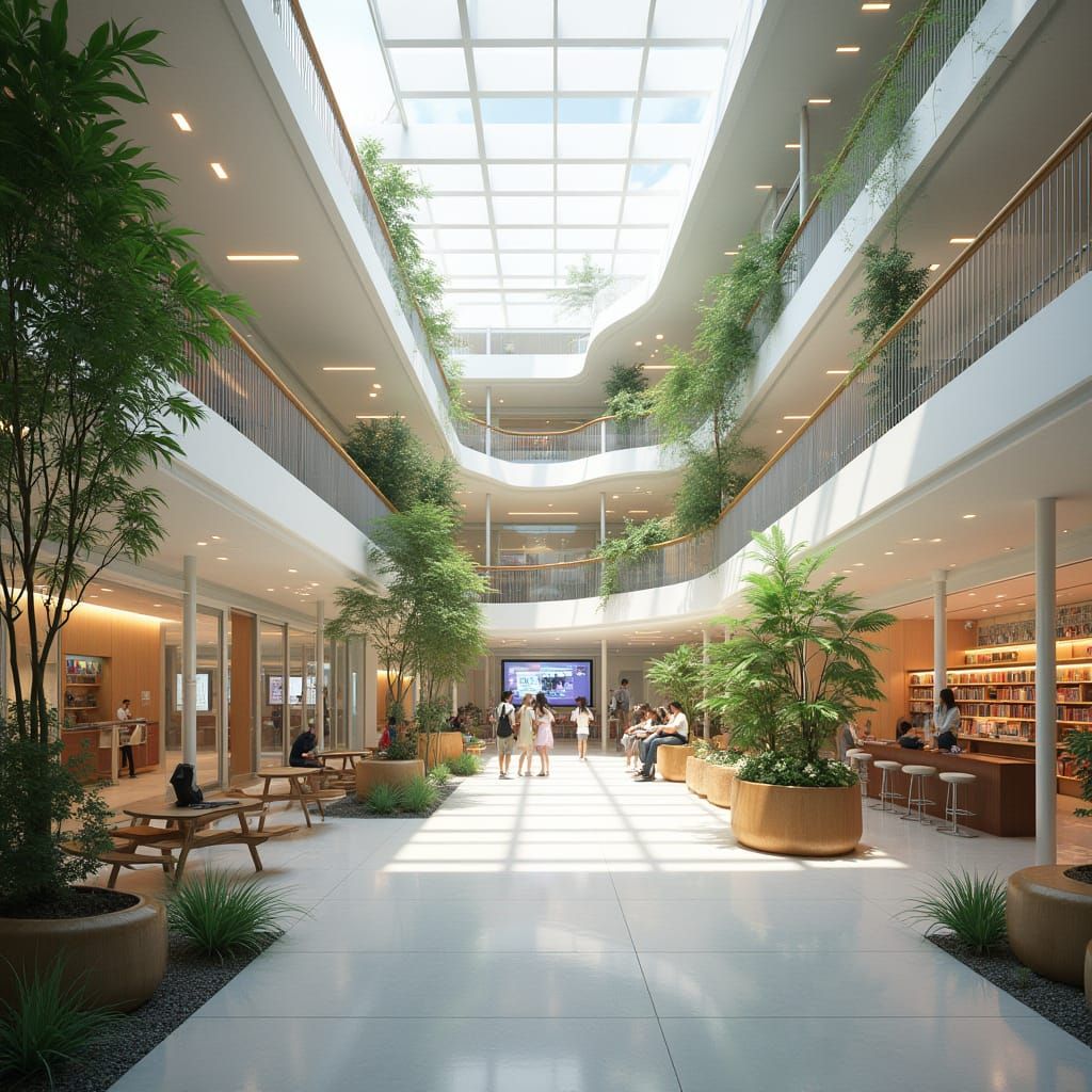 Modern Community Center with Futuristic Digital Zone and Coz...