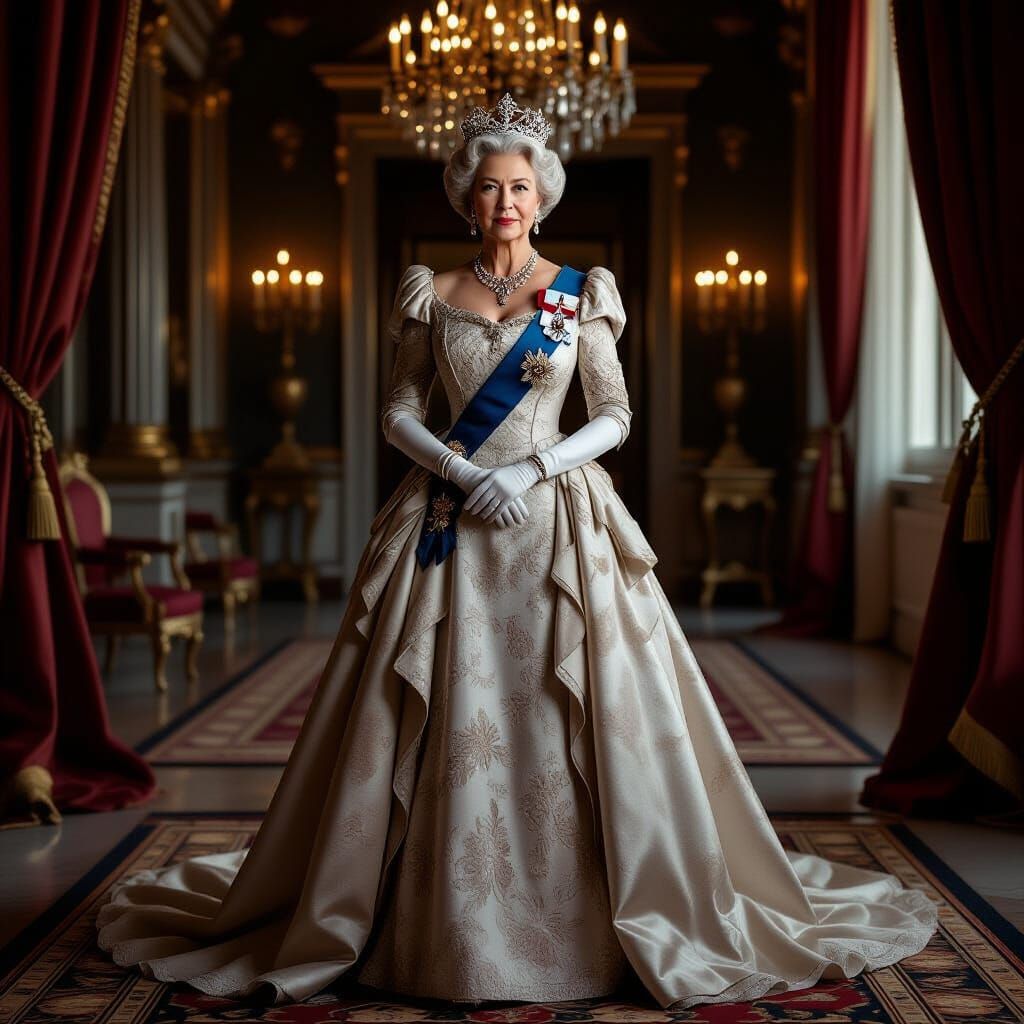 Hyperrealistic 3D Render of Regal Queen in Jewel Tones