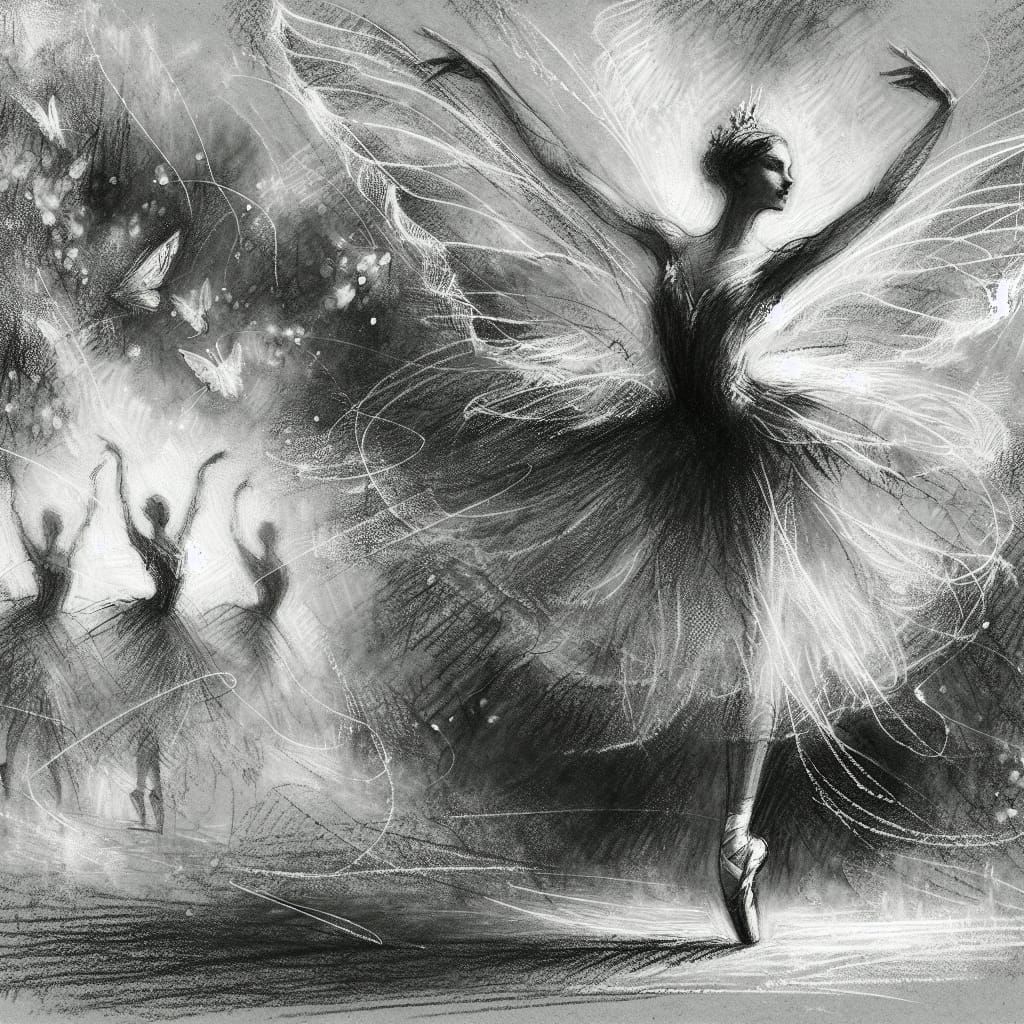 Impressionistic Ballet Master in Charcoal