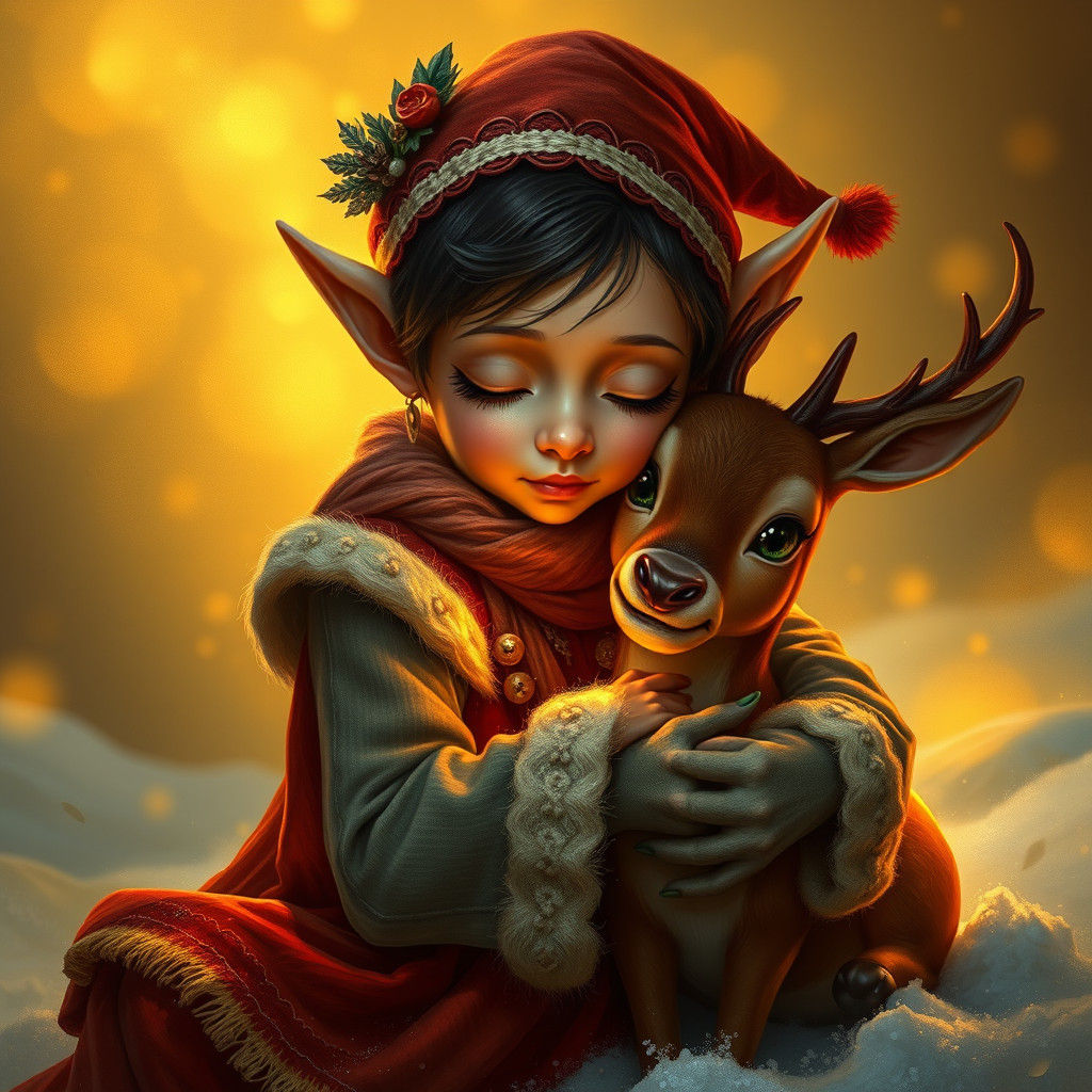 Elf and Rudolph Portrait in Fantasy Style