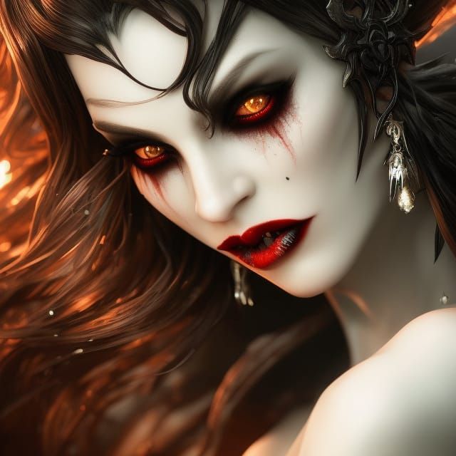 Detailed Vampire Woman in Gothic Dark Fantasy Style