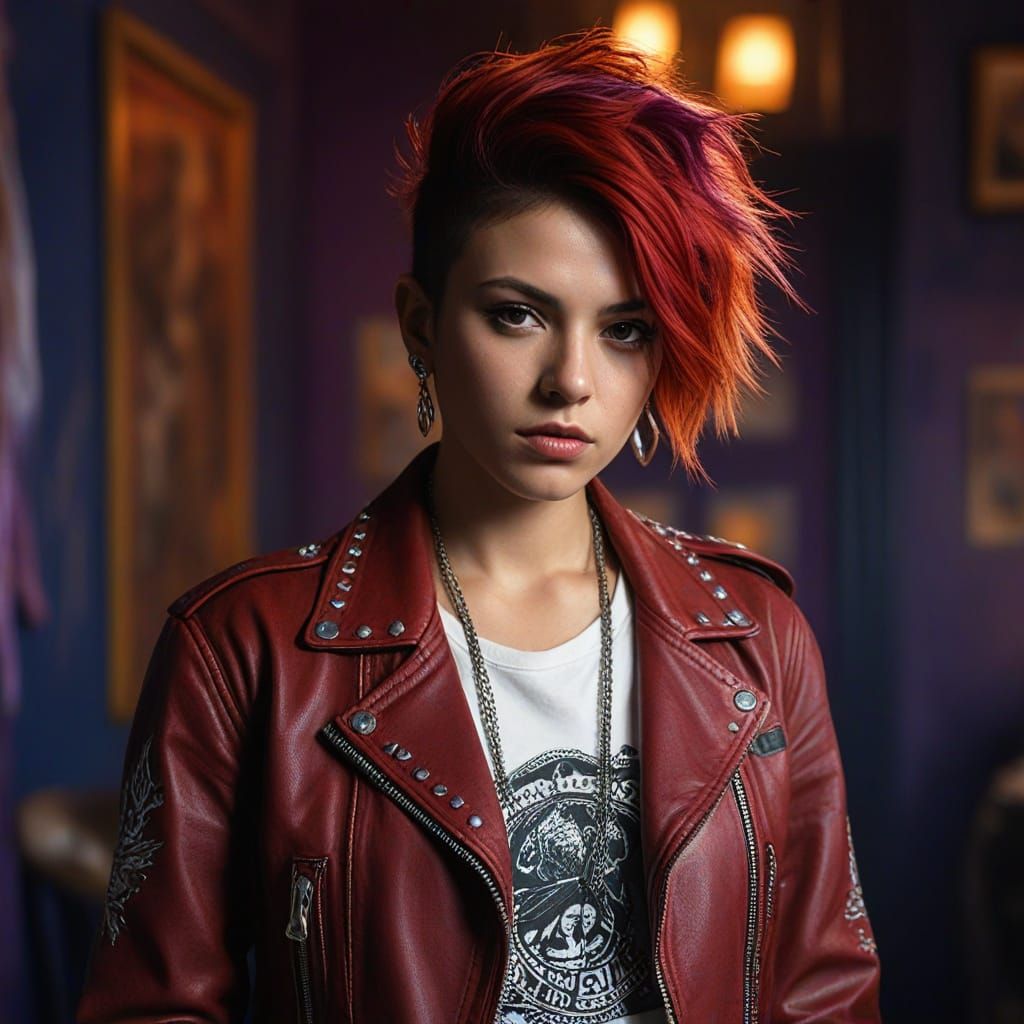 Mexican Punk Rock Woman in Fauvist Expressionism