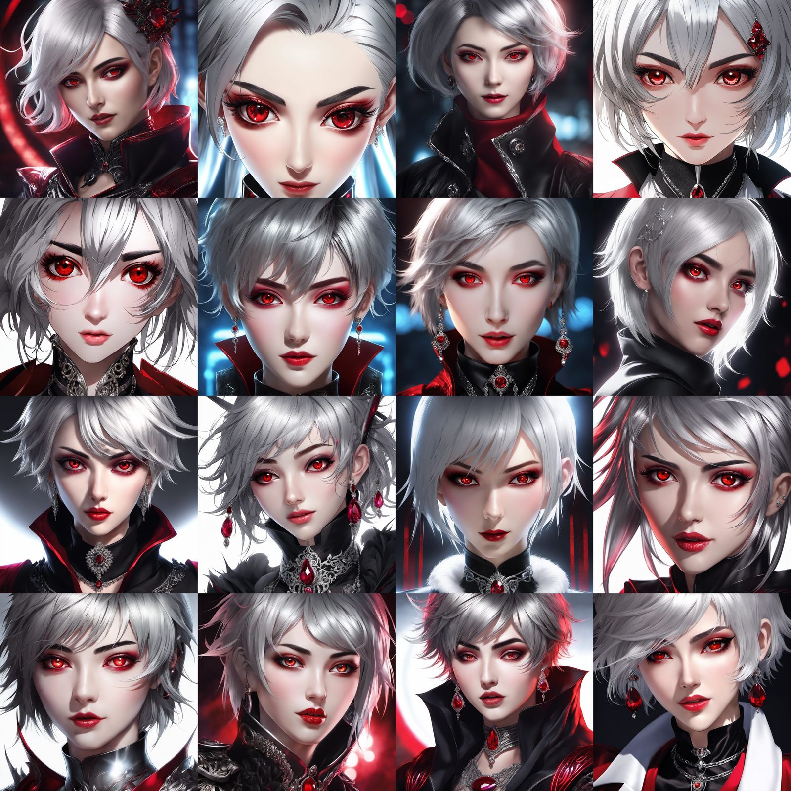 Gothic Anime Woman Portrait with Ruby Eyes