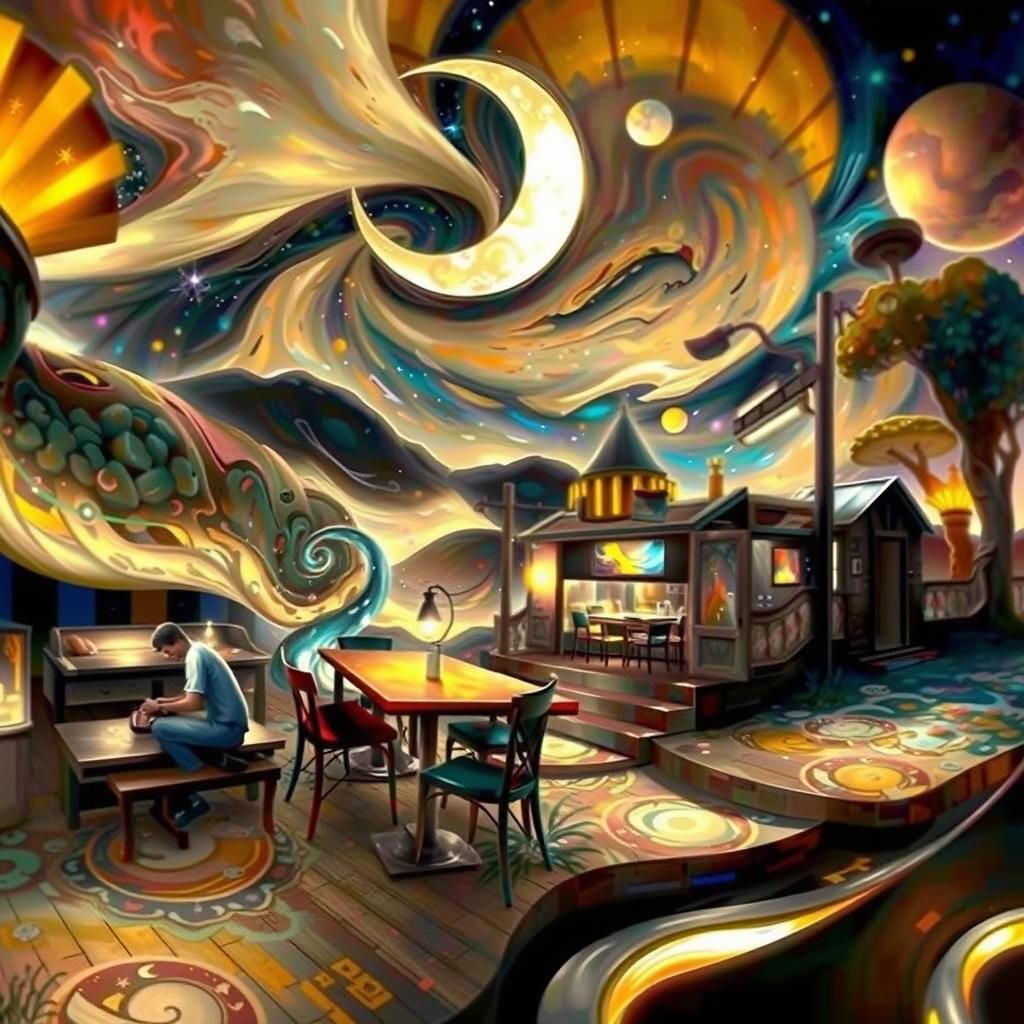 Nocturnal Café: A Van Gogh Inspired Fantasy