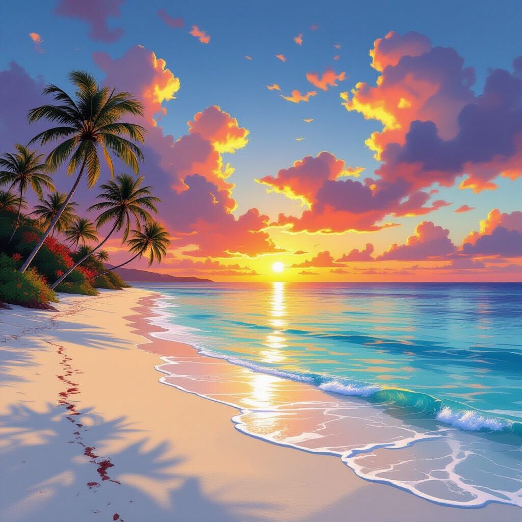 Tropical Island Paradise at Golden Hour