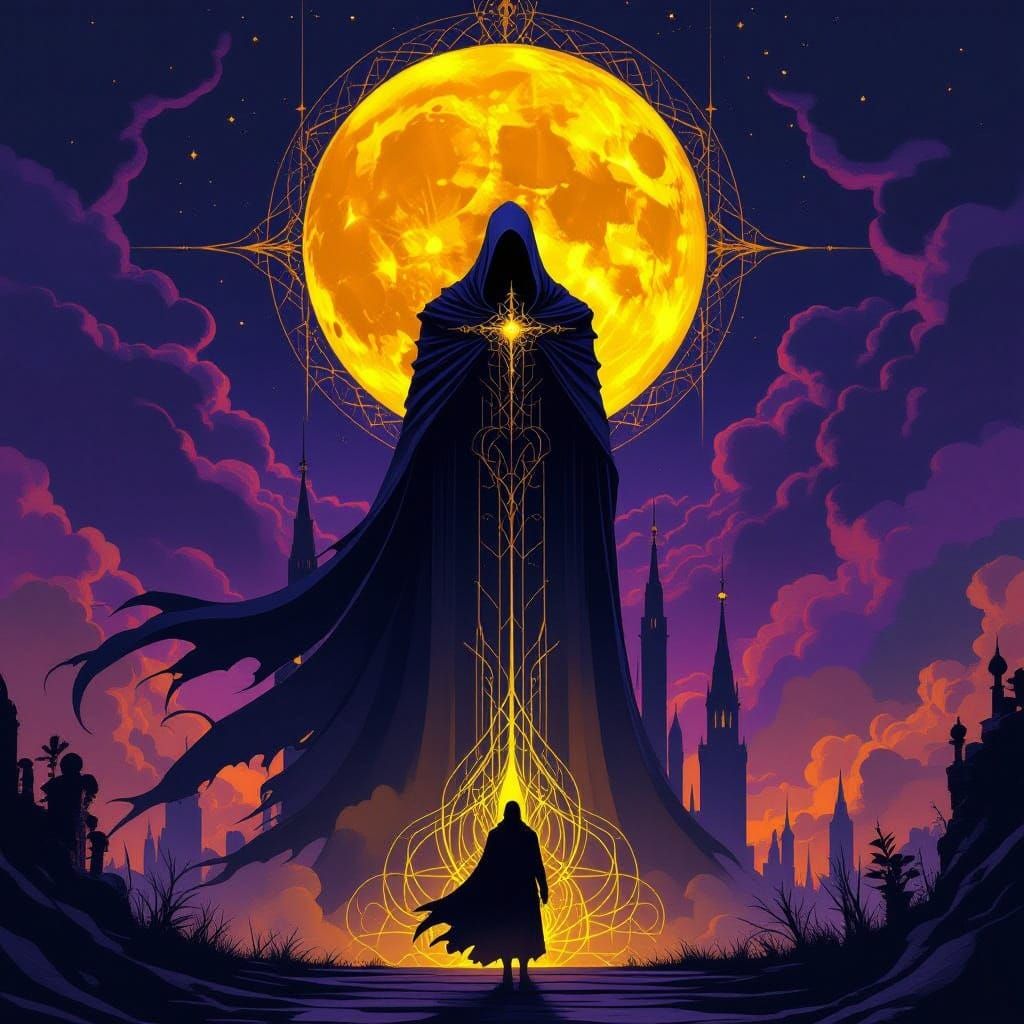 Dark Fantasy Figure in Purple and Yellow