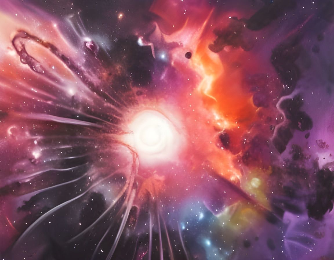 Black Holes Collide in Galaxy, Photorealistic Style