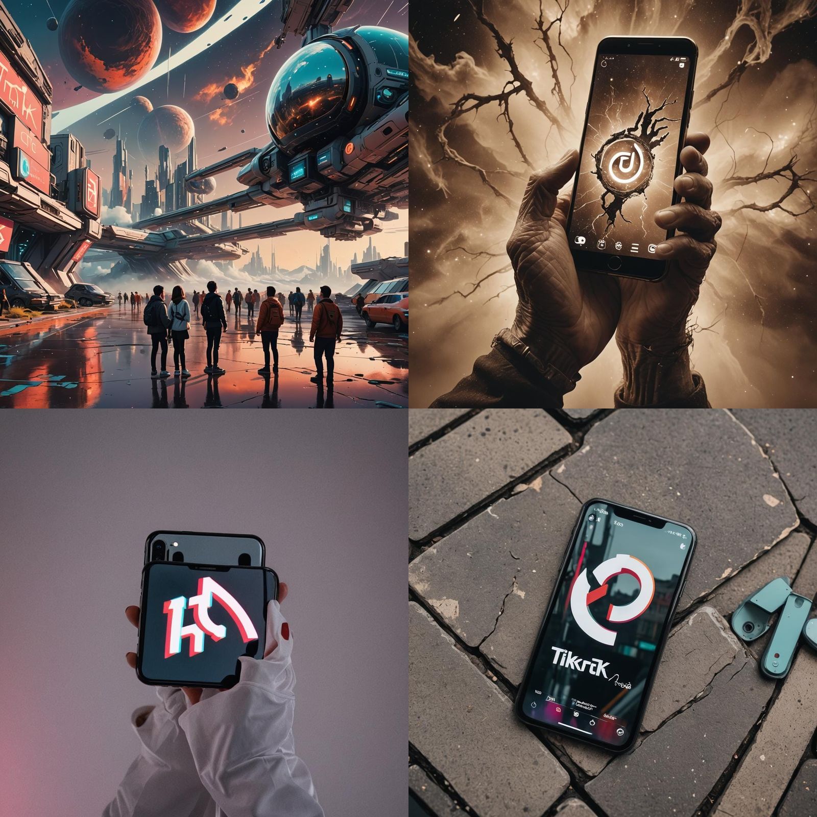 Distorted TikTok Logo Held by Ancient Hand