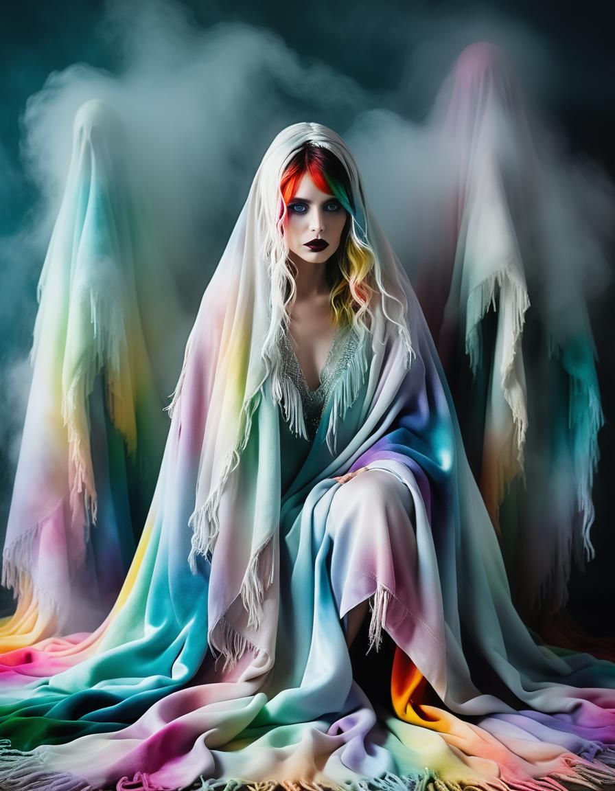 Ethereal Ghosts in Rainbow Faux Fur