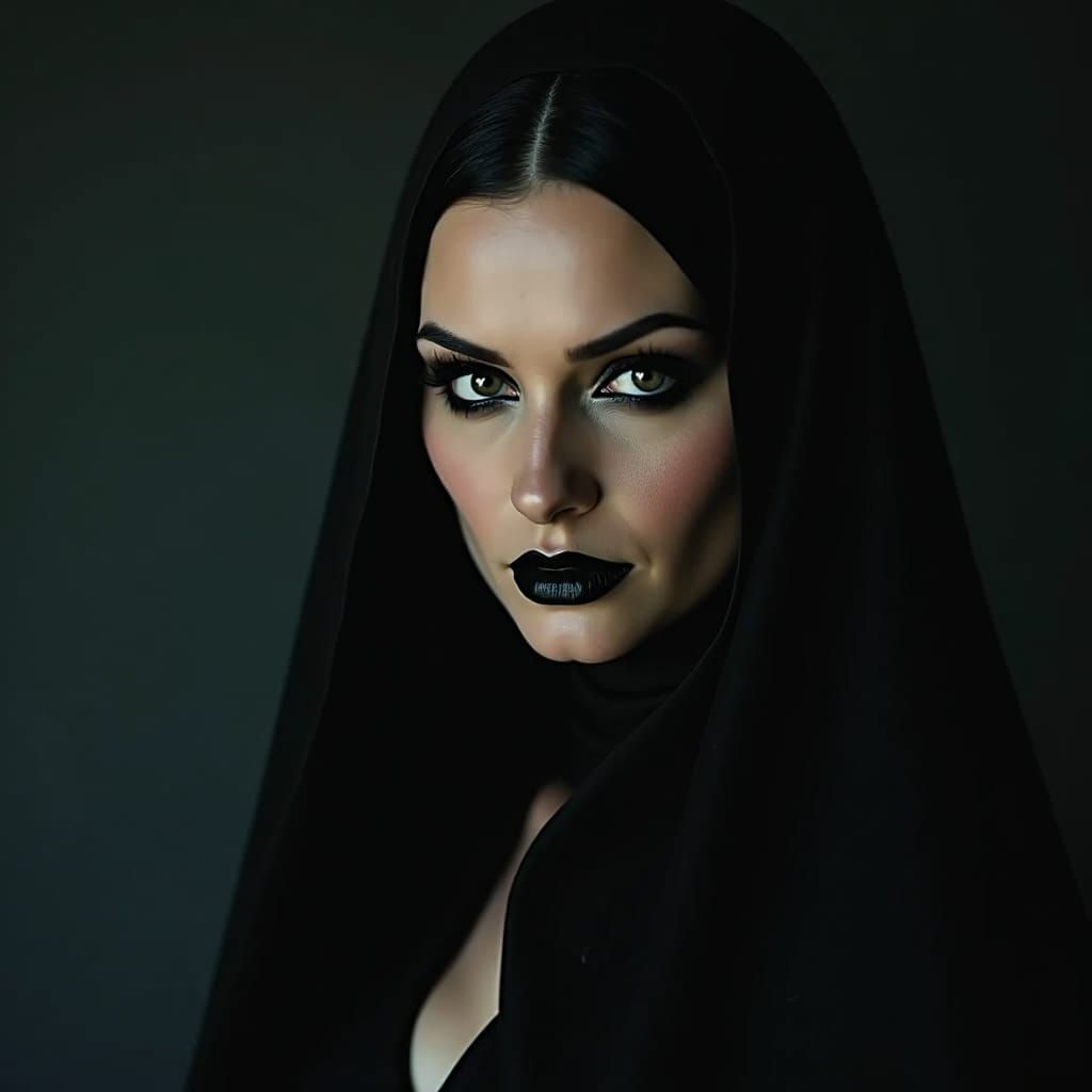 Dramatic Portrait of Woman in Film Noir Style