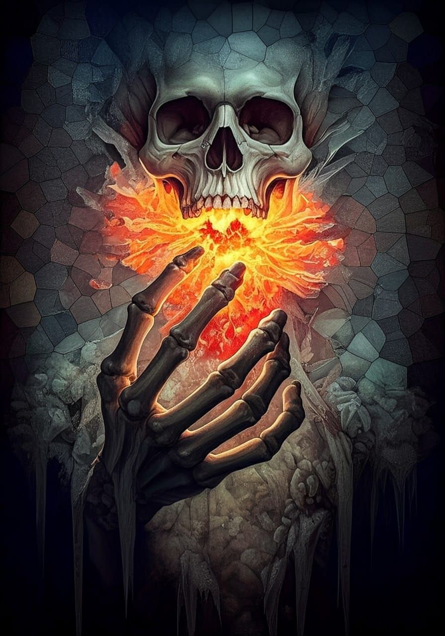 Grisaille Heart Balloons and Bone Fingers