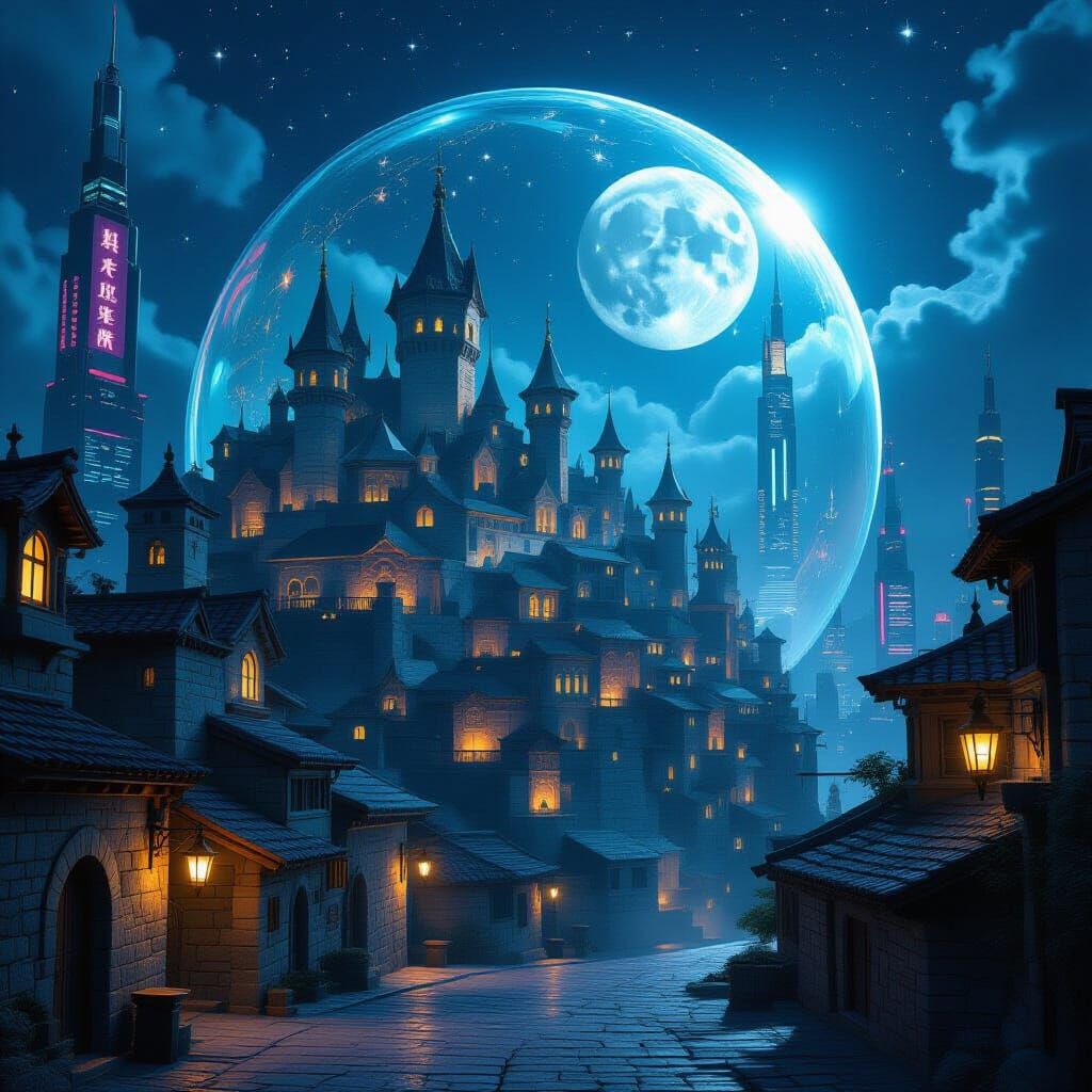 Medieval World in Cyberpunk Sphere, Concept Art