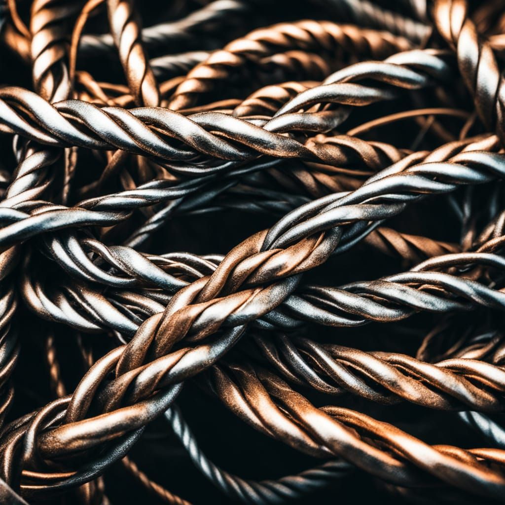Macro Photo of Twisted Wires in Industrial Style