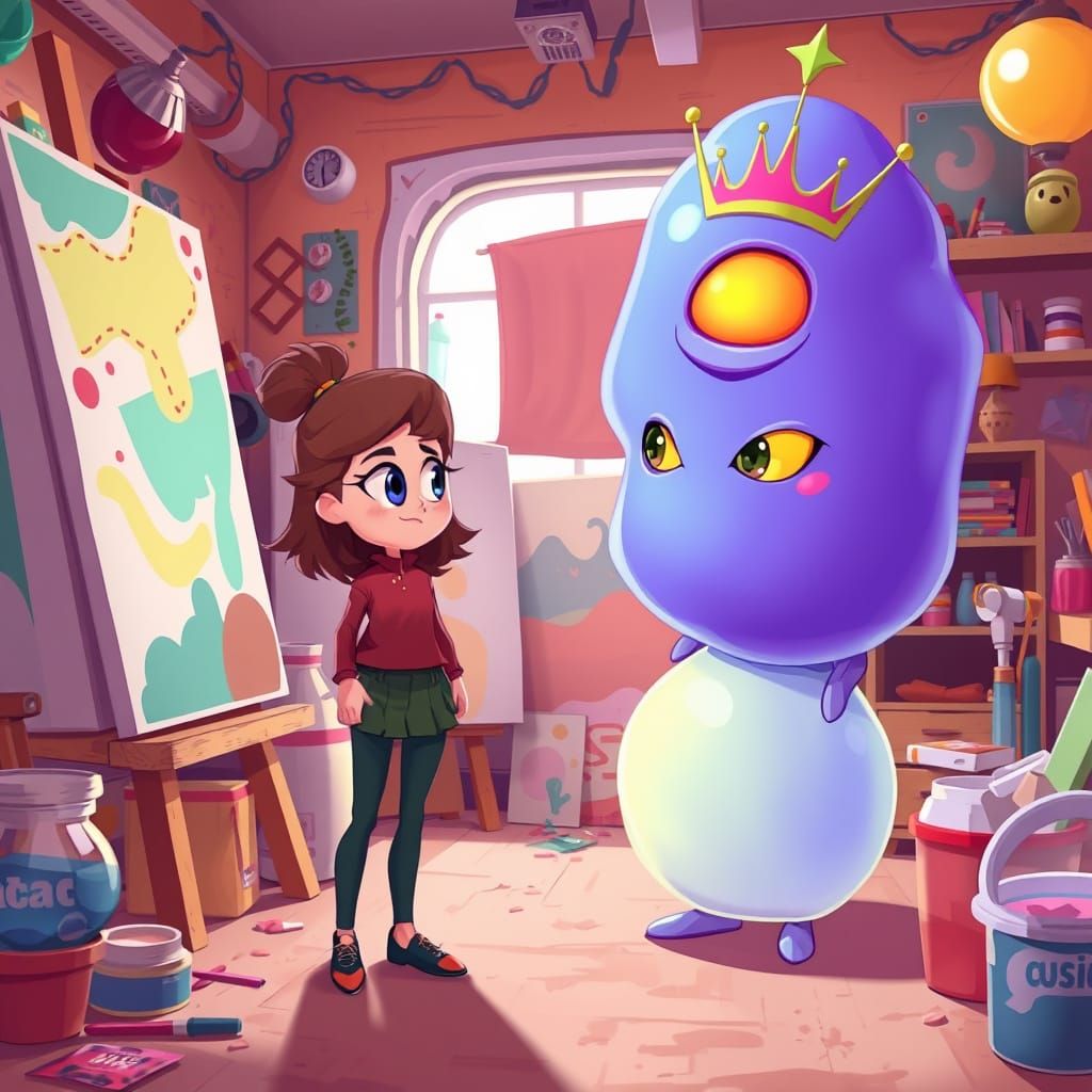 Blob-Queen Observes Rachel in Studio: Digital Art