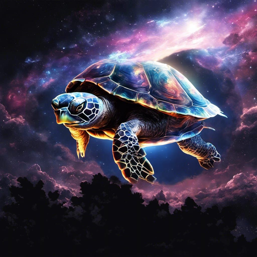 Cosmic Turtle in Night Sky: Anime Concept Art