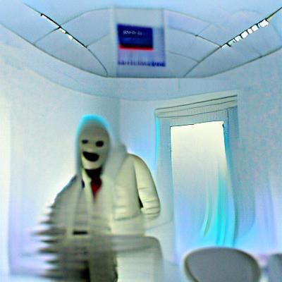 Eerie Figure Isolated in Stark White Room