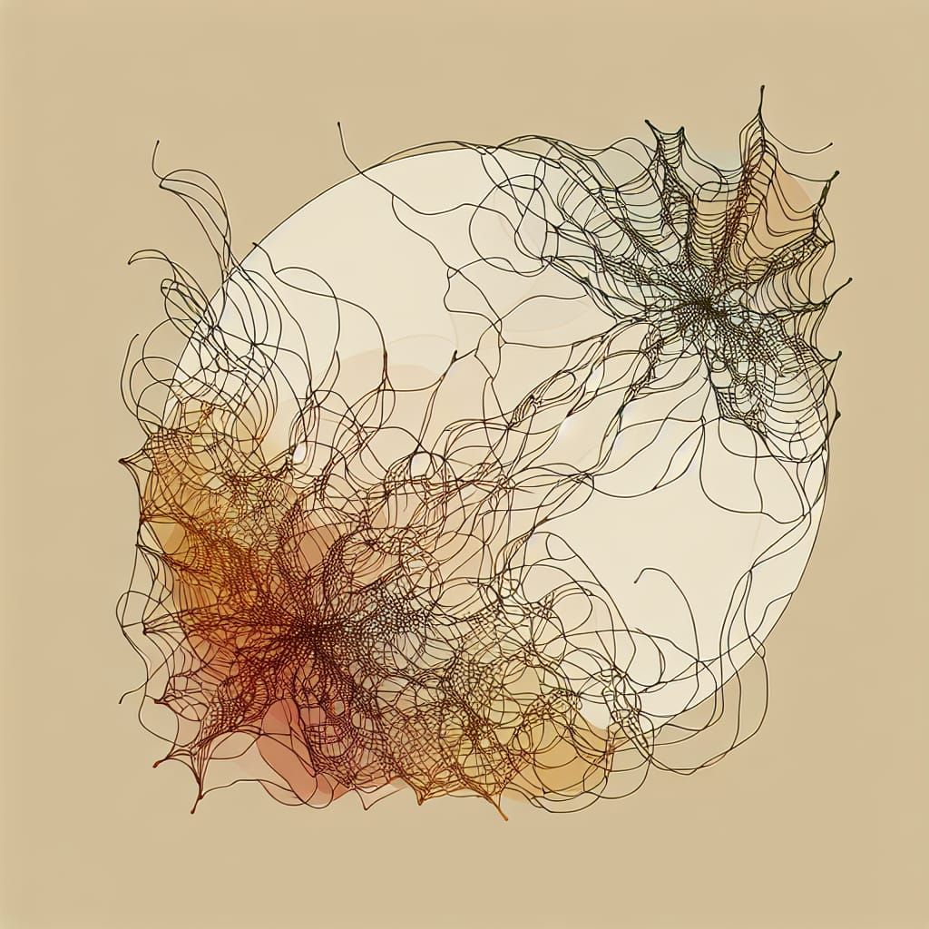 Elegant Spider Silk Drawing in Earthy Tones